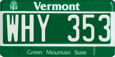 VT license plate WHY353