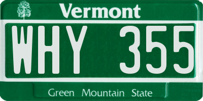 VT license plate WHY355