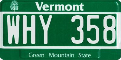 VT license plate WHY358