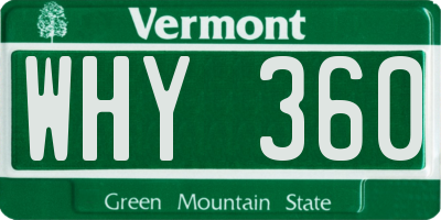 VT license plate WHY360
