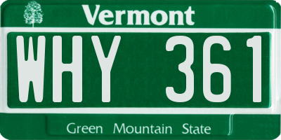 VT license plate WHY361