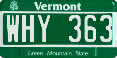VT license plate WHY363