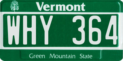 VT license plate WHY364