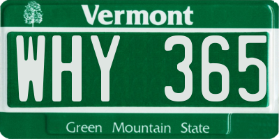 VT license plate WHY365