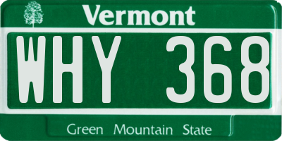 VT license plate WHY368