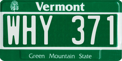VT license plate WHY371