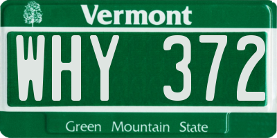 VT license plate WHY372