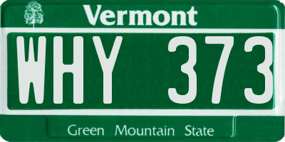 VT license plate WHY373
