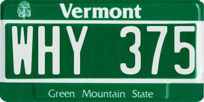 VT license plate WHY375