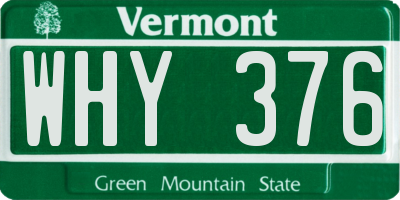 VT license plate WHY376