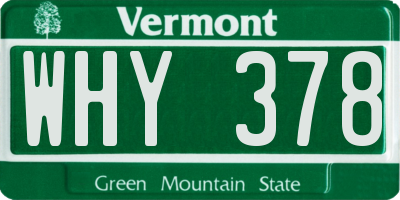 VT license plate WHY378