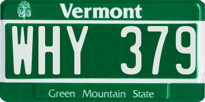 VT license plate WHY379