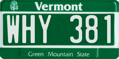 VT license plate WHY381