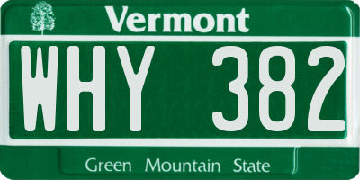 VT license plate WHY382