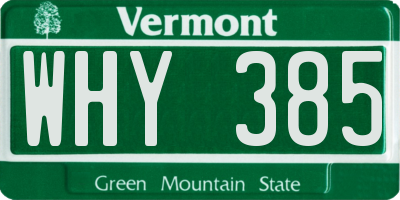 VT license plate WHY385