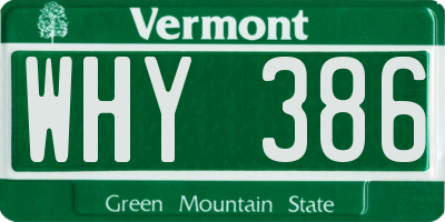 VT license plate WHY386