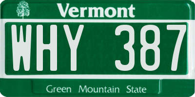 VT license plate WHY387