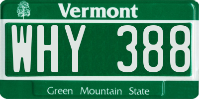 VT license plate WHY388