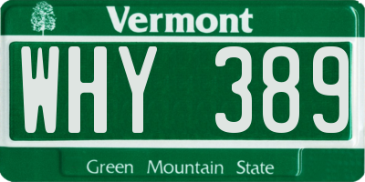 VT license plate WHY389