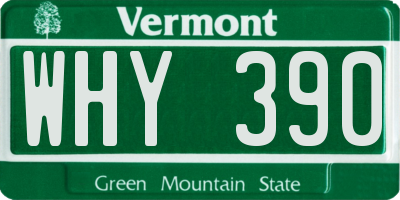 VT license plate WHY390