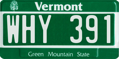 VT license plate WHY391