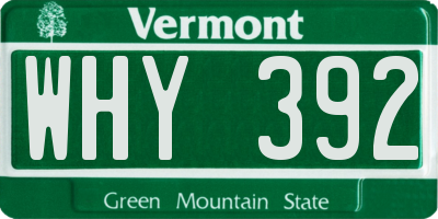 VT license plate WHY392