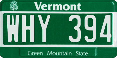 VT license plate WHY394