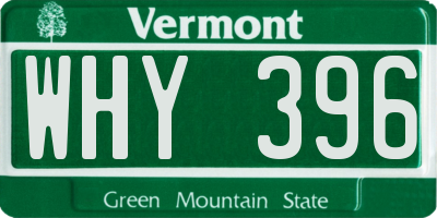 VT license plate WHY396