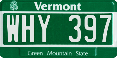 VT license plate WHY397