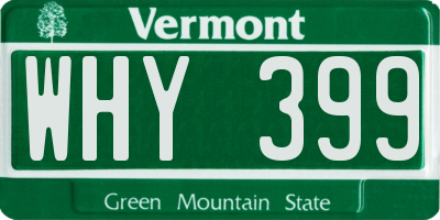 VT license plate WHY399