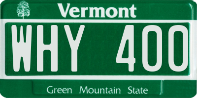 VT license plate WHY400