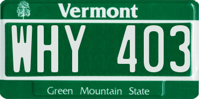 VT license plate WHY403