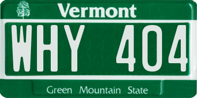 VT license plate WHY404
