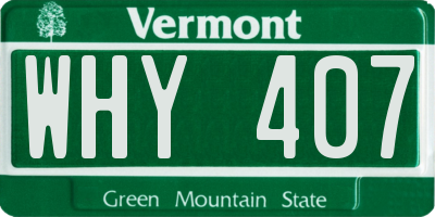 VT license plate WHY407