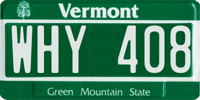 VT license plate WHY408