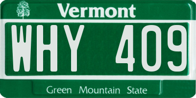 VT license plate WHY409
