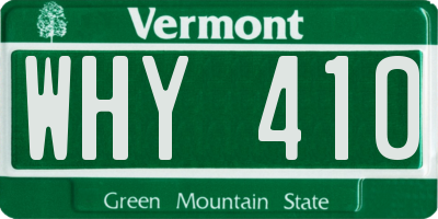 VT license plate WHY410