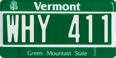 VT license plate WHY411