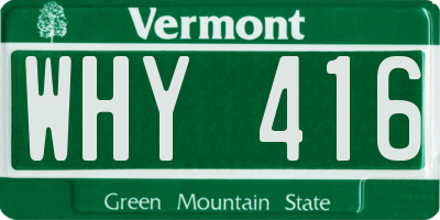VT license plate WHY416