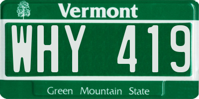 VT license plate WHY419