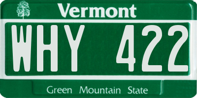 VT license plate WHY422