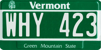 VT license plate WHY423