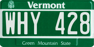 VT license plate WHY428
