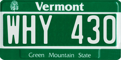 VT license plate WHY430