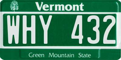 VT license plate WHY432