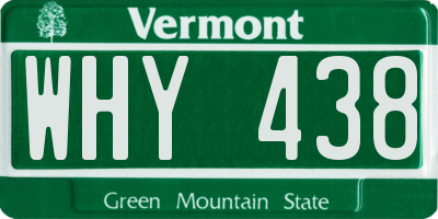 VT license plate WHY438