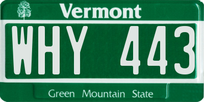 VT license plate WHY443