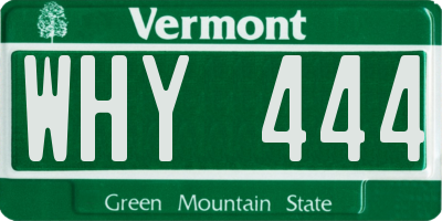 VT license plate WHY444