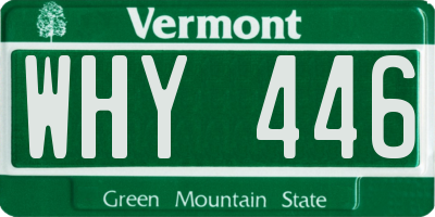 VT license plate WHY446