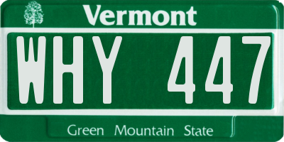 VT license plate WHY447